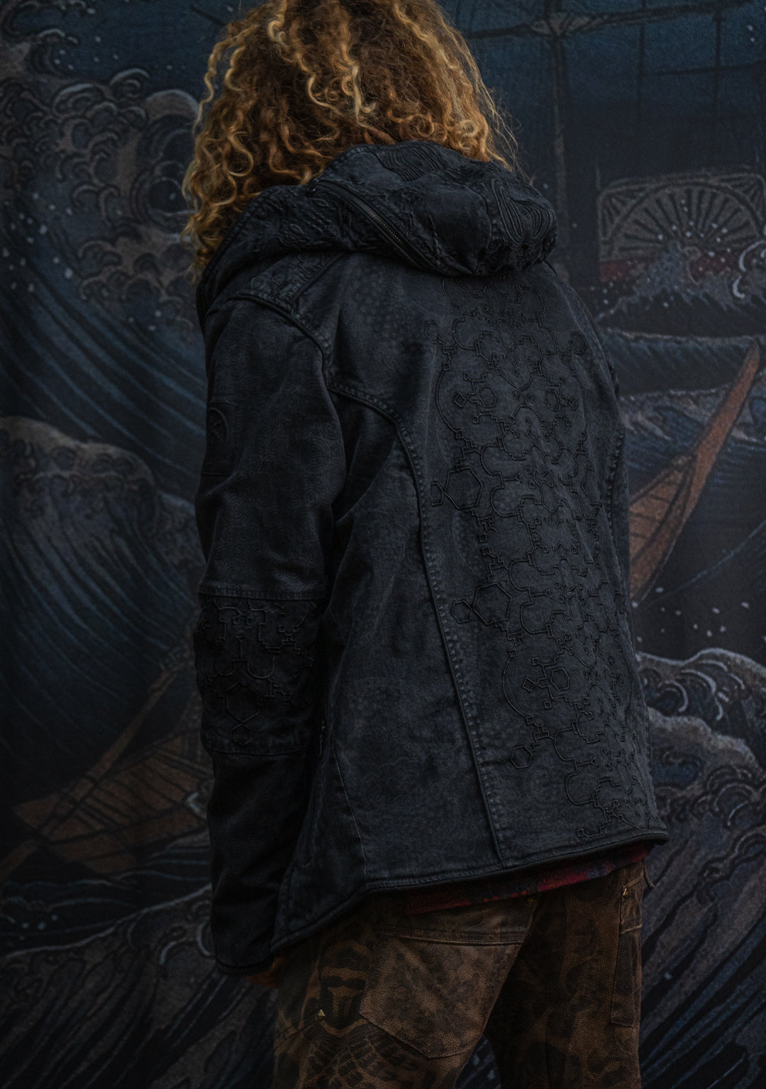 Jacket Men / Denim Stretchy Laser Print Digital Embroidery Stonewashed - DRAGONS IKARO